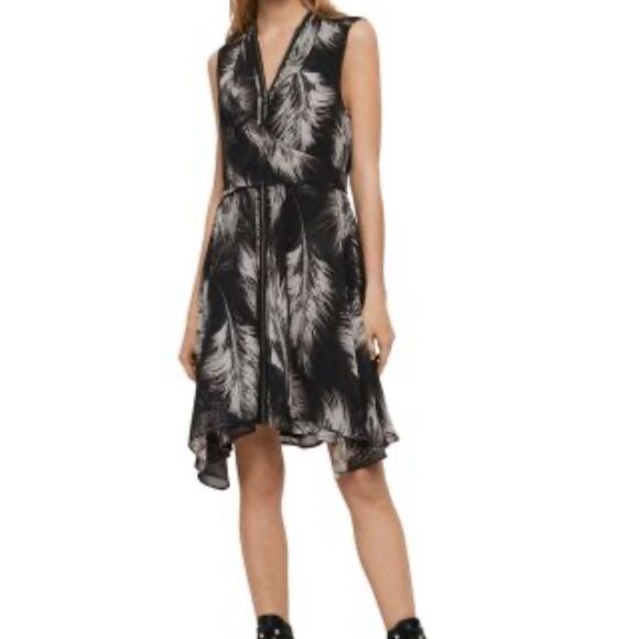 ALLSAINTS
Jayda Feather Print Zip-Front Dress-EE16 - Picture 1 of 8
